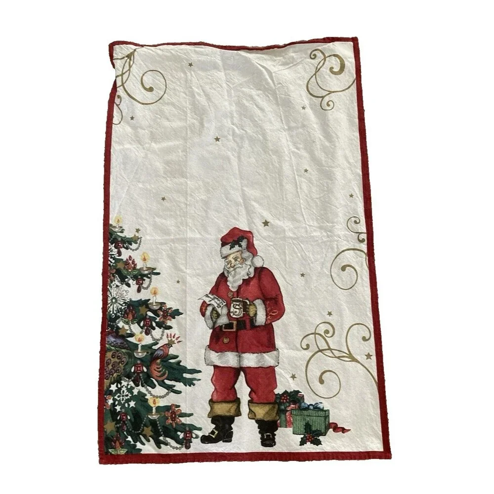 WILLIAMS SONOMA CHRISTMAS SANTA TEA TOWEL COTTON 30
